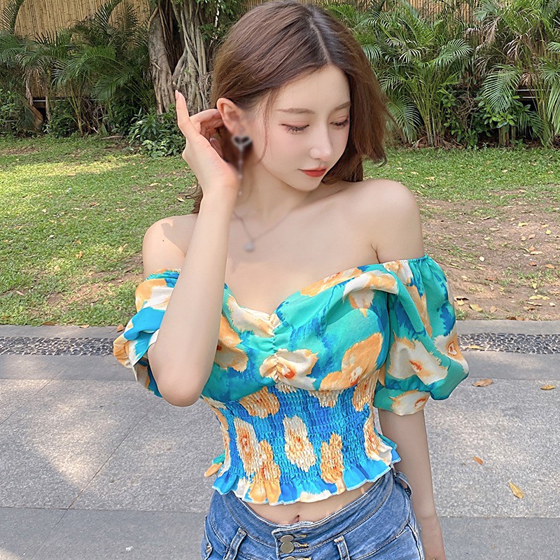 Áo Croptop Chất Chiffon Hoạ Tiết Hoa Thiết Kế Ngọt Ngào Cho Nữ | BigBuy360 - bigbuy360.vn