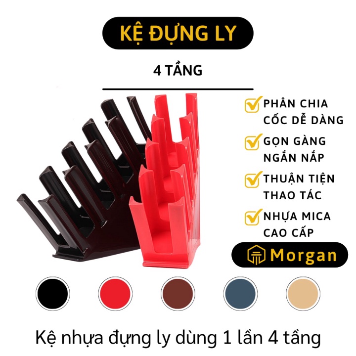 Kệ Đựng Ly Trà Sữa - Khay Để Ly, Cốc Take Away Bằng Nhựa Mica 4 Ngăn 9044