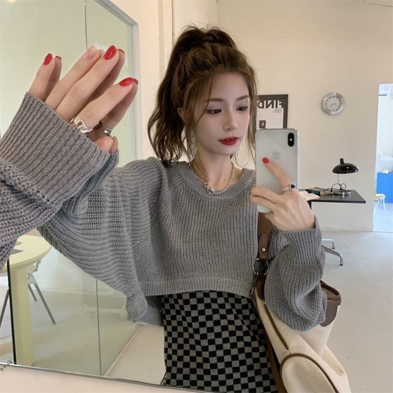 Hot!F &amp; X Set Áo Sweater Dệt Kim Dáng Ngắn Phối Đầm Hai Dây Phong Cách Retro Thời Trang Mùa Xuân Dành Cho Nữ 2022
