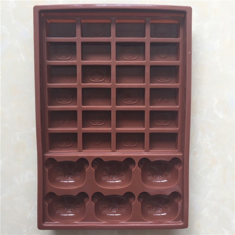 SG - Khuôn silicon ô hình chữ nhật, gấu đổ socola thạch rau câu nước đá