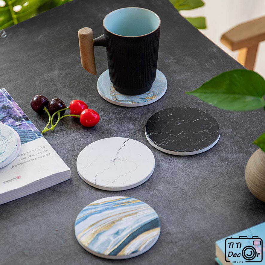 Dĩa vân cẩm thạch marble  FREESHIP  phụ kiện chụp ảnh, tấm lót ly trang trí bàn ăn homedecor Titi Decor