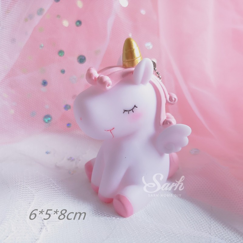 Phụ kiện trang trí bánh sinh nhật_Trang trí ngựa béo unicorn hồng