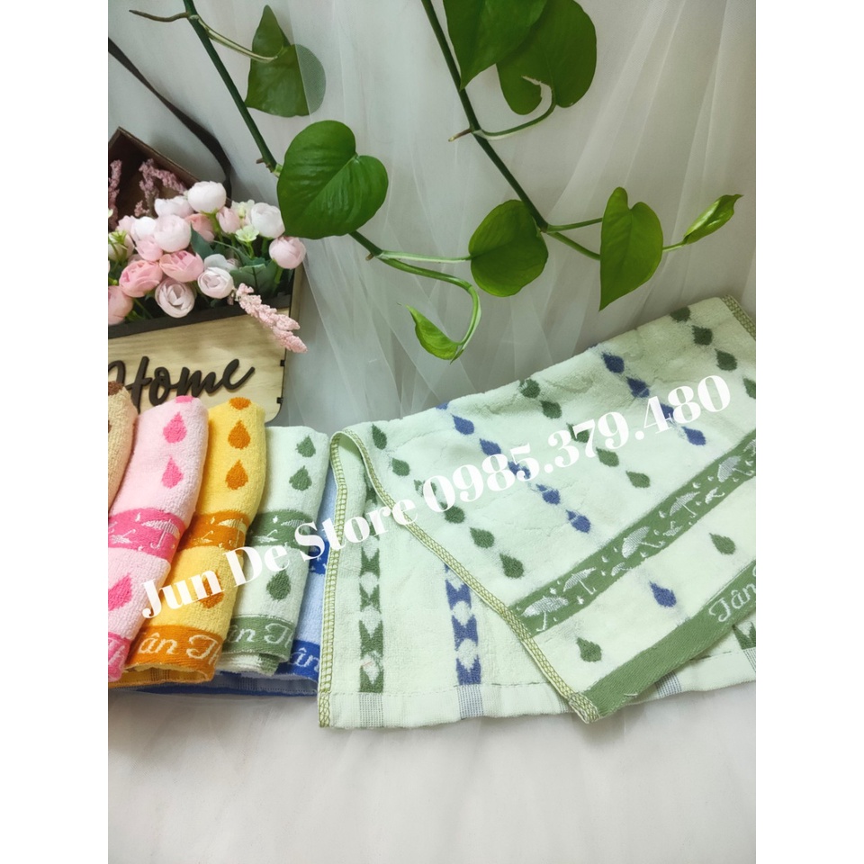 Khăn cotton 30x50 Họa tiết Hạt mưa ♥️ SANG, XỊN, MỊN♥️ Khăn cotton Made in Vietnam, thấm hút tốt, mềm mại.