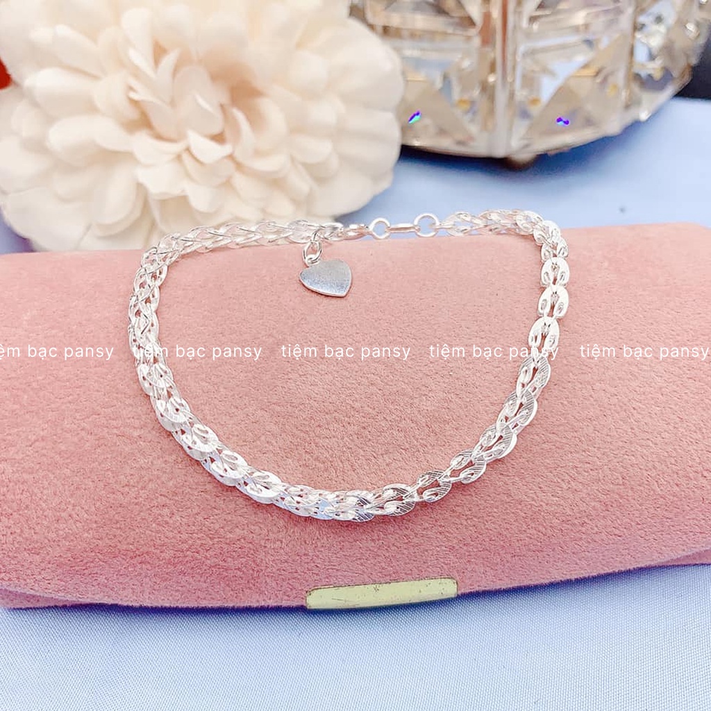 Lắc tay bạc nữ PANSY hoạ tiết đuôi phụng sang chảnh, vòng tay nữ chuẩn bạc ta cao cấp