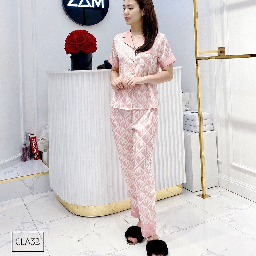 Bộ ngủ satin ZAM Luxury - CLA32- Áo ngắn tay quần dài