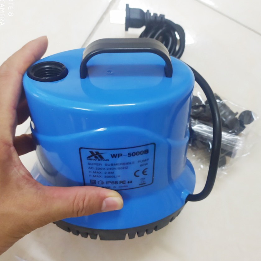 Máy bơm chìm cặn đáy WP-5000B công suất 60W bơm hút cặn đáy, bơm chìm bể cá
