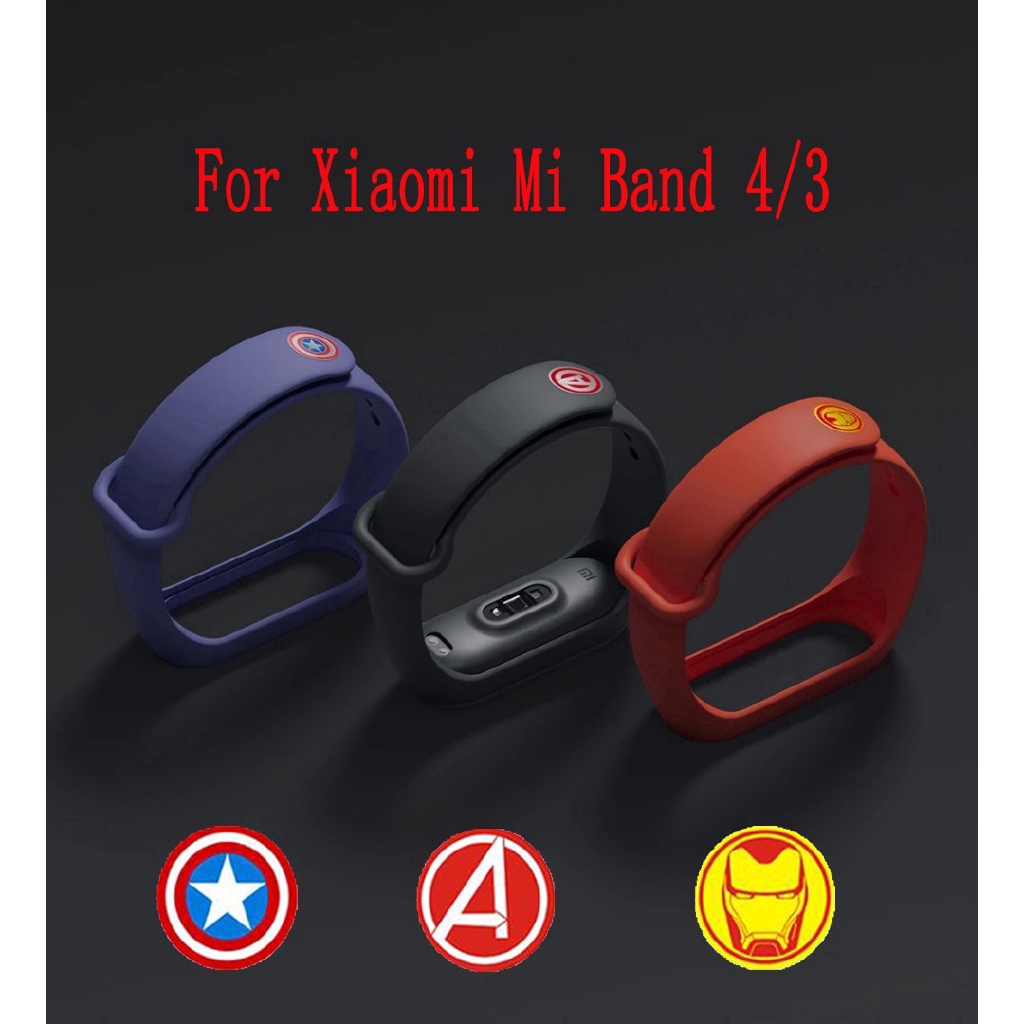 Dây đeo thay thế từ silicon nhiều màu sắc kiểu avengers dành cho for Xiaomi Mi Band 4