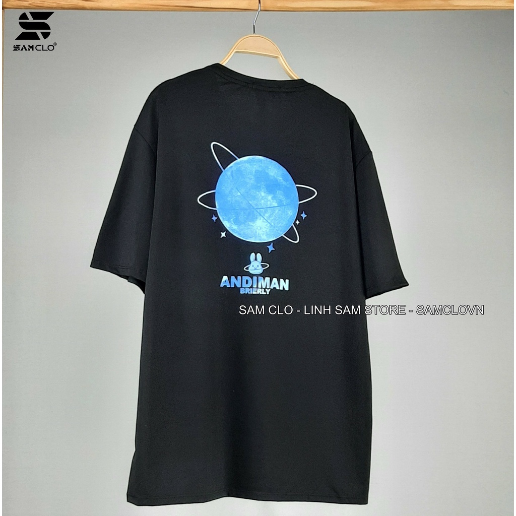 Áo thun tay lỡ nam nữ SAM CLOphông form rộng dáng Unisex - mặc cặp, nhóm, lớp in hình MẶT TRĂNG - THỎ ADINMAN