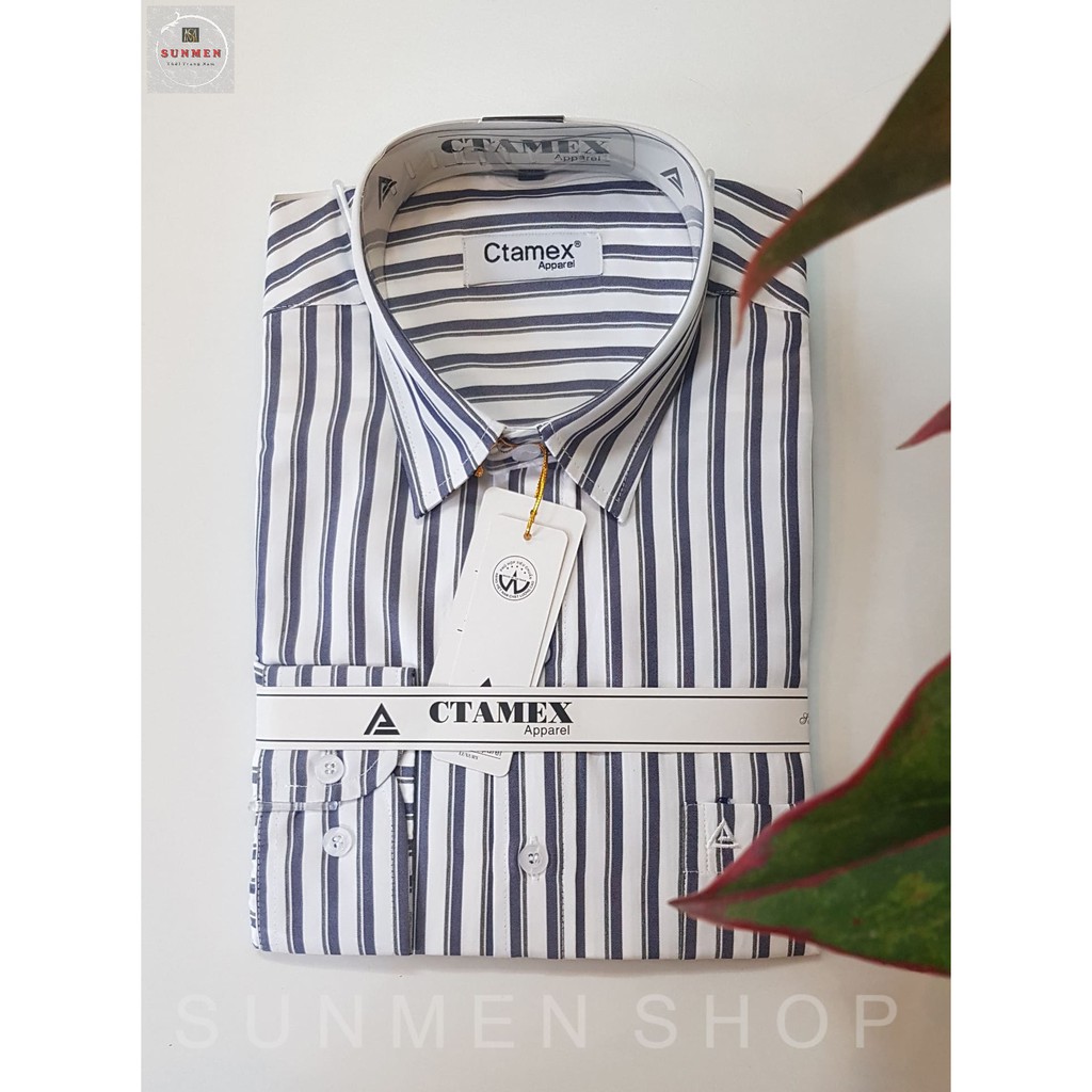 Áo Sơ Mi Nam Trung Niên Dài Tay Kẻ Sọc Chất Cotton Mềm Mại SUNMEN Size Từ 50kg - 80kg