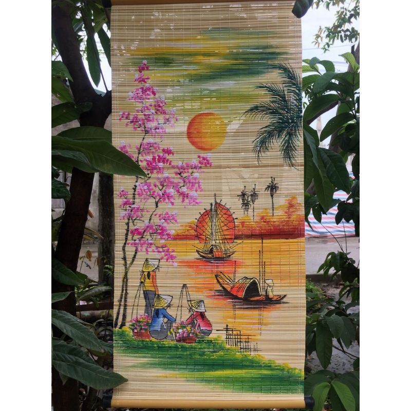 Tranh mành tre trang trí đẹp 30*60cm