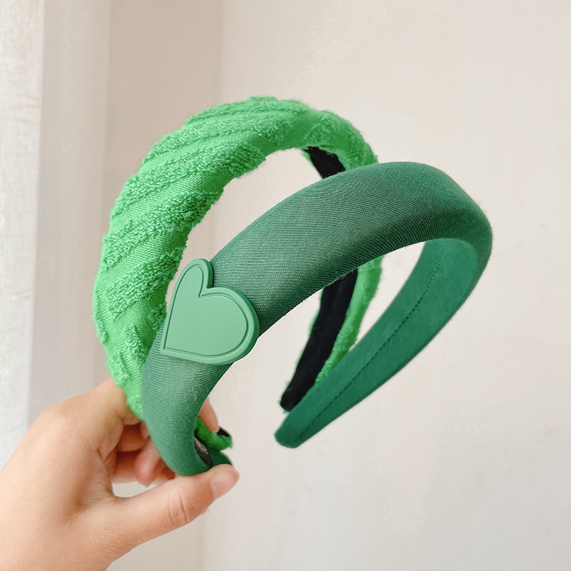 Băng Đô Vải Nhung Bản Rộng Màu Xanh Lá Thời Trang Hàn Quốc