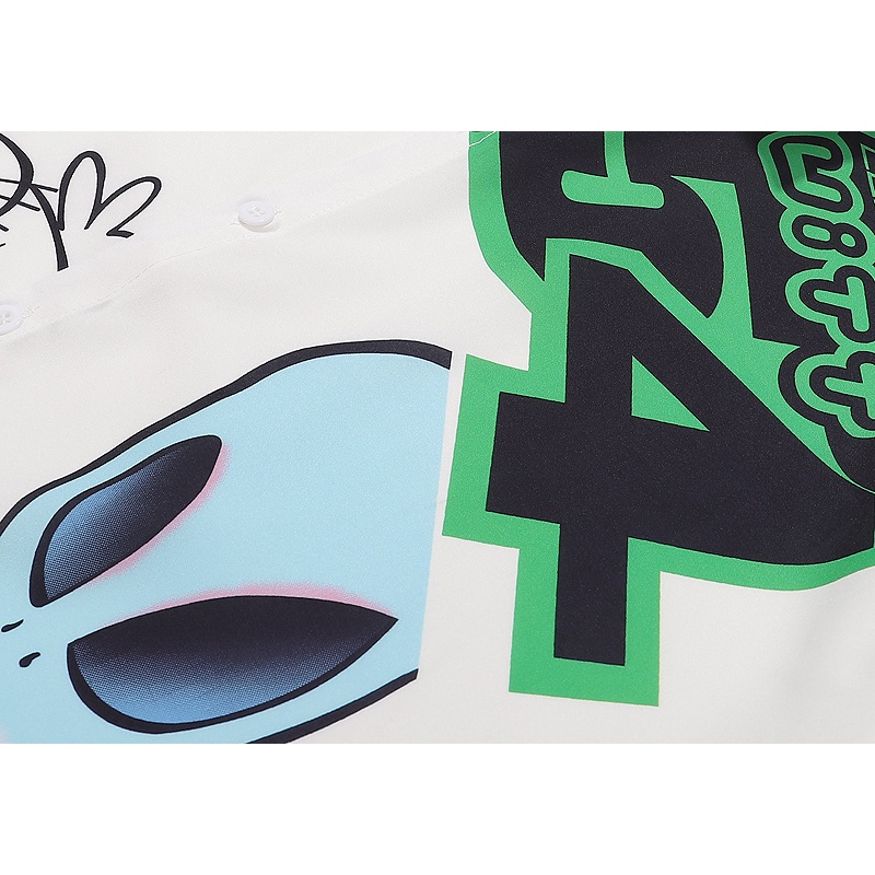 Áo Sơ Mi Tay Dài In Họa Tiết Hoạt Hình Và Chữ Thời Trang