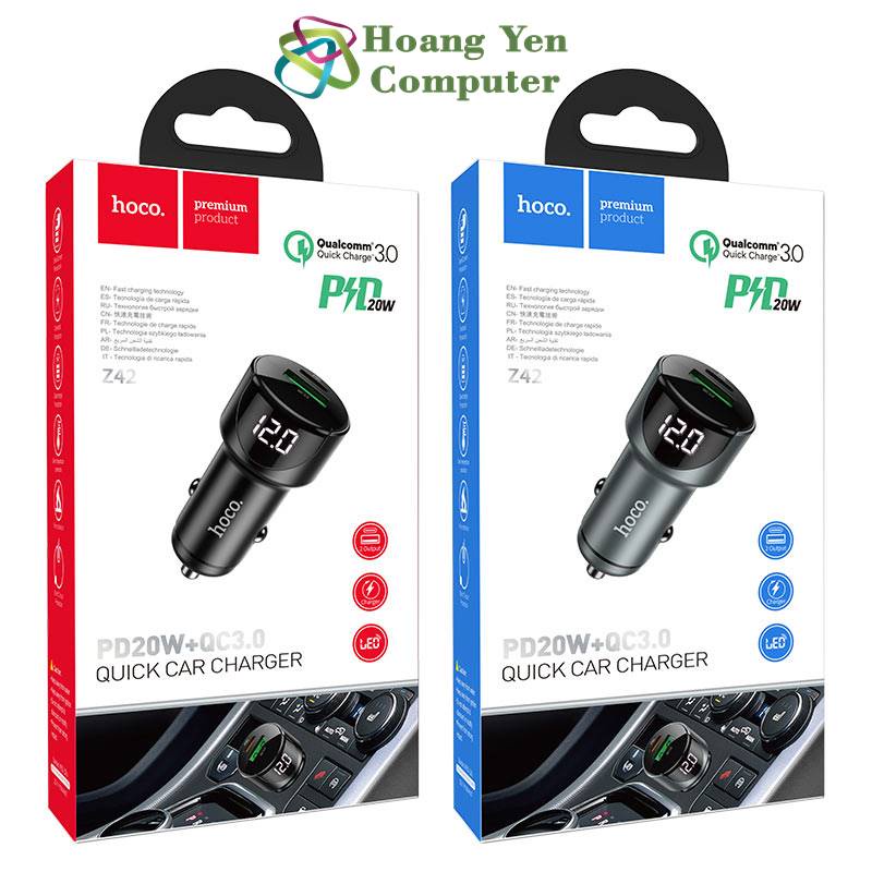 Cốc Sạc Nhanh Xe Hơi Hoco Z42  - BH 1 Năm Chính Hãng - Hoàng Yến Computer