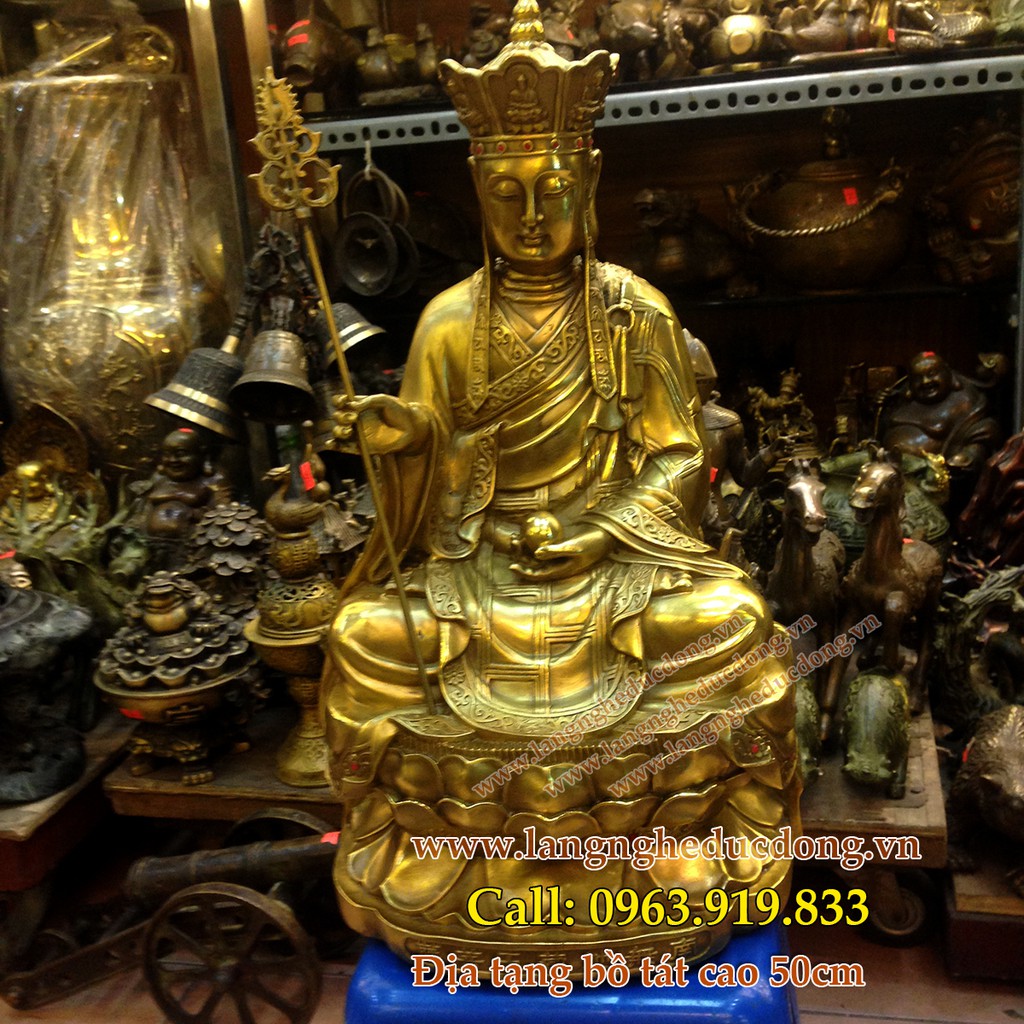 Tượng địa tạng vương bồ tát ngồi cao 50cm, giá tượng địa tạng bồ tát, bán tượng địa tạng bồ tát