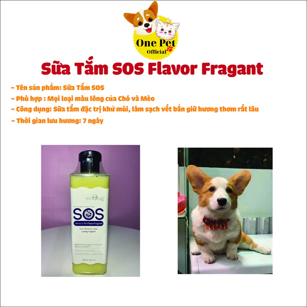Sữa tắm cho Chó Mèo SOS 530ml, Sữa tắm giữ màu lông, lưu hương lâu, phục hồi da tổn thương đặc trị ve rận - One Pet Shop
