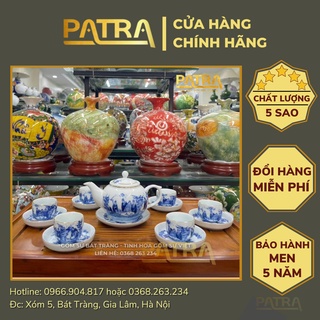 Bộ ấm chén uống trà cao cấp , bộ ấm trà bát tràng - trúc lâm thất hiền dáng quả hồng