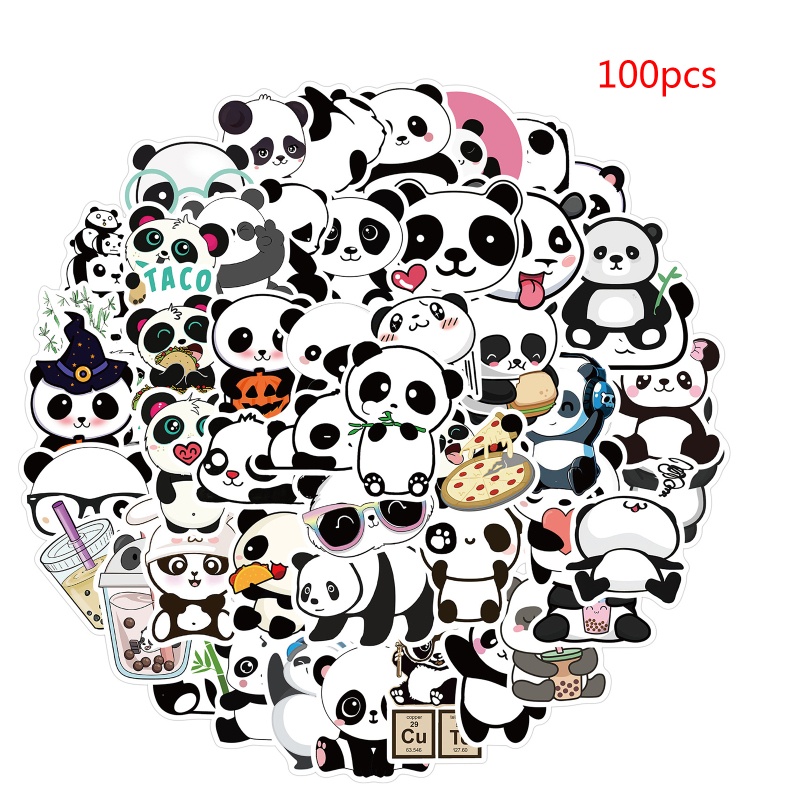 50 Miếng Dán Chống Thấm Nước Hình Gấu Trúc Cho Bình Nước / Laptop / Vali / Máy Tính / Điện Thoại