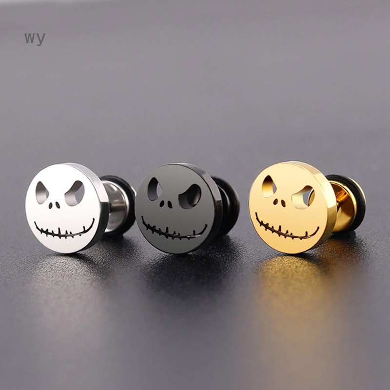 Bông Tai Bằng Thép Titan Hình Đầu Bí Ngô Phong Cách Halloween Thời Trang