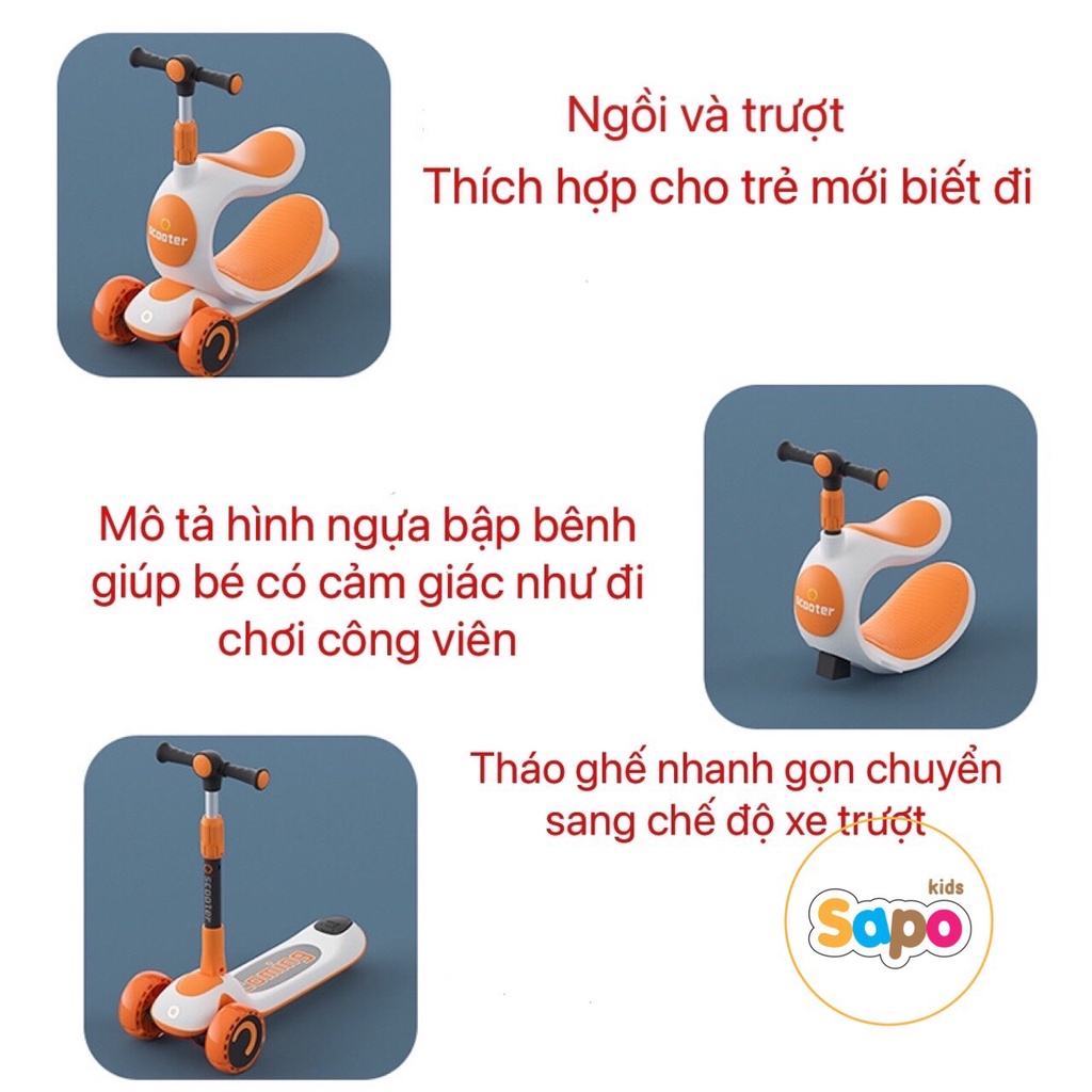 Xe scooter cho bé, Xe trượt scooter đa năng cao cấp cho trẻ em sapo kids