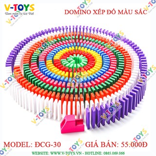 Domino xếp đổ 100 thanh màu sắc cơ bản