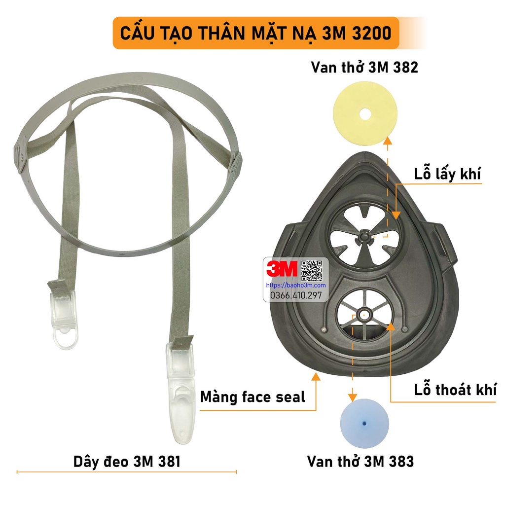 MẶT NẠ PHÒNG KHÓI ĐỘC 3m 3200 dùng chống ngạt khói khi có đám cháy hỏa hoạn trong chung cư cao tầng