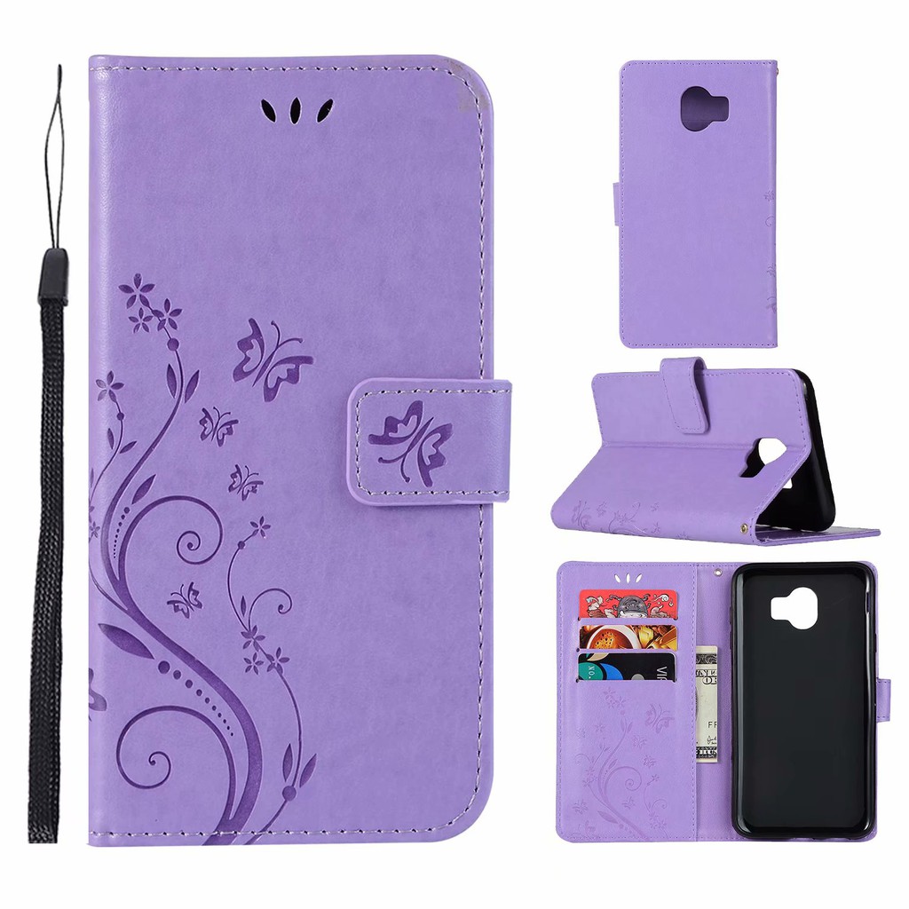 Bao da điện thoại dập nổi họa tiết hoa và bướm đẹp mắt cho Samsung J4 2018 | BigBuy360 - bigbuy360.vn