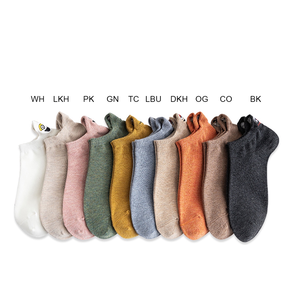 Đôi vớ thuyền thêu họa tiết biểu cảm hoạt hình vui nhộn cho nam và nữ