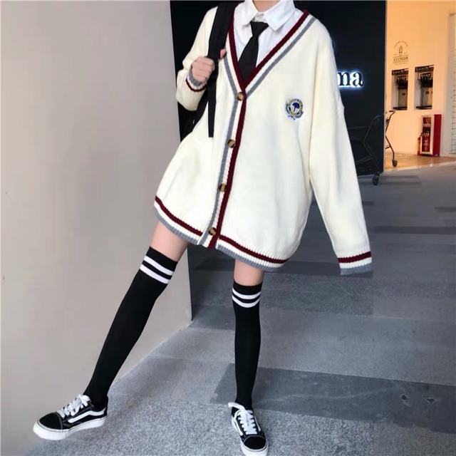 Áo khoác len cardigan phong cách đồng phục học sinh Hàn Quốc mẫu 136802