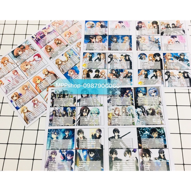 Nhãn vở sword art online set 48 nhãn