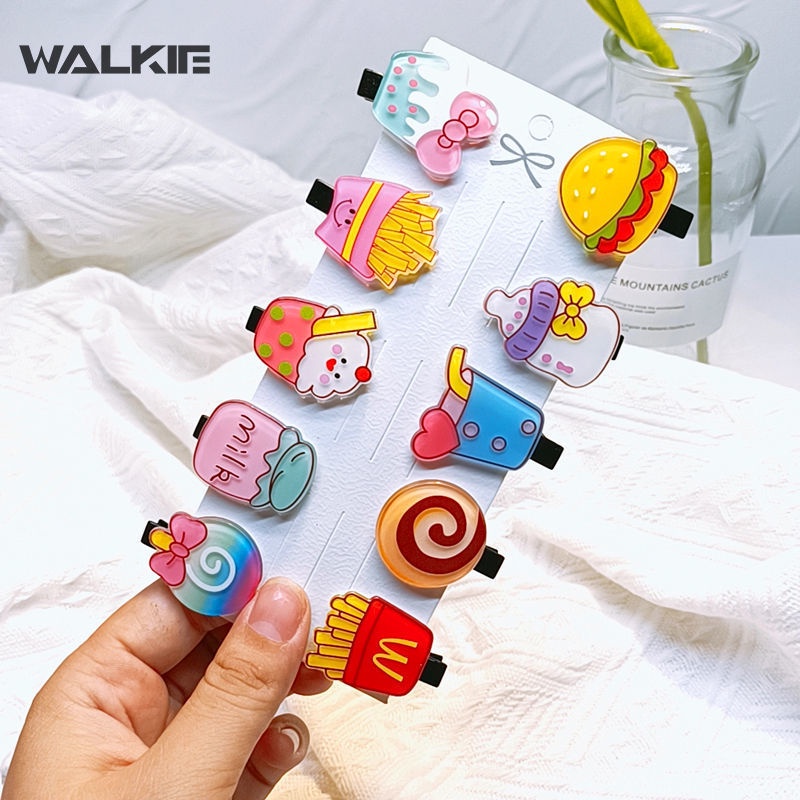 Set 10 Kẹp Tóc Hello Kitty Cinnamoroll Kuromi MyMelody Dễ Thương Thích Hợp Làm Quà Tặng Cho Bé Gái