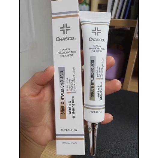 Kem mắt giảm thâm quầng, chống nhăn CHASCO Snail & Hyaluronic acid eye cream 40g