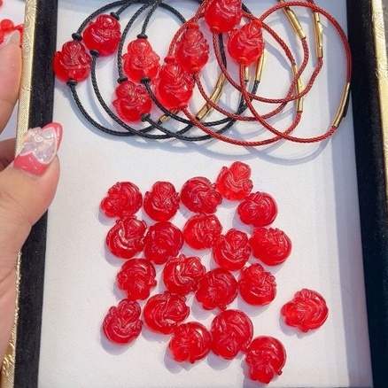 Vòng Tay Hồ Ly Đá Topaz Đỏ ☯ Vòng Tay May Mắn ☯ Tình Duyên May Mắn Tài Lộc