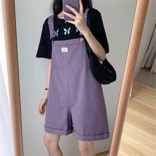 [KÈM ẢNH THẬT + SẴN] quần yếm đùi ngắn ulzzang hàn quốc màu tím và đen