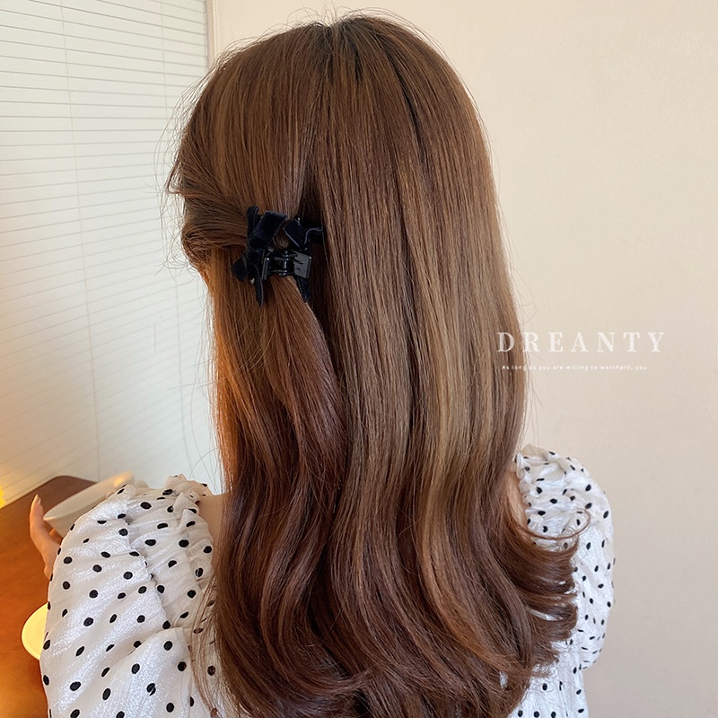 1 Kẹp Tóc Nơ Nhỏ Bằng Nhung Màu Đen Thời Trang Hàn Quốc