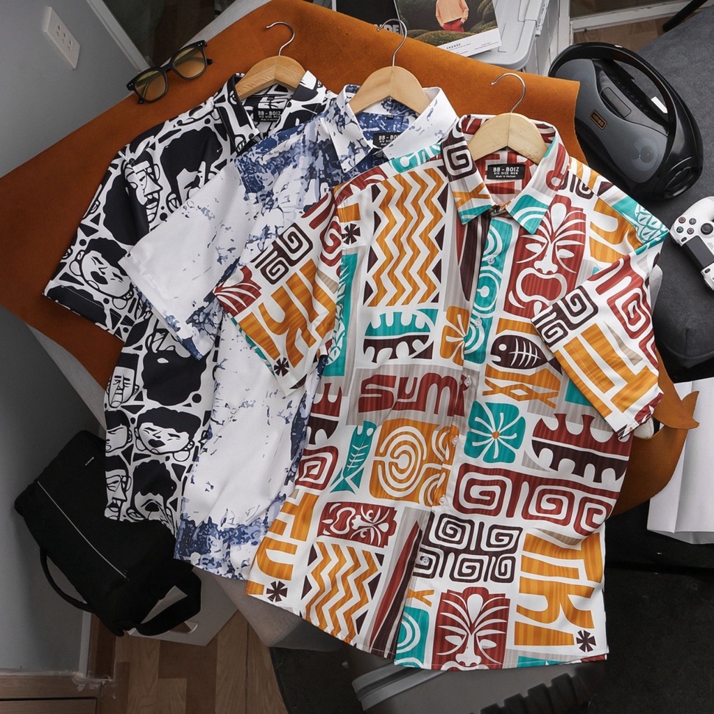 Áo sơ mi tay ngắn nam  họa tiết size lớn, bigsize 80kg đến 130kg