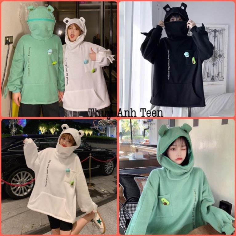 🚋[FREESHIP] Áo Hoodie Ếch khoá mồm form thụng Unisex (ko kèm cài áo) | BigBuy360 - bigbuy360.vn