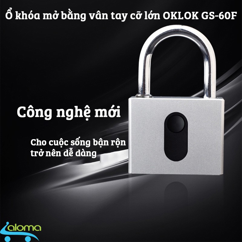 Ổ khóa thép cỡ lớn mở bằng vân tay hoặc App điện thoại OKLOK GS-60FB chống nước chống phá khóa