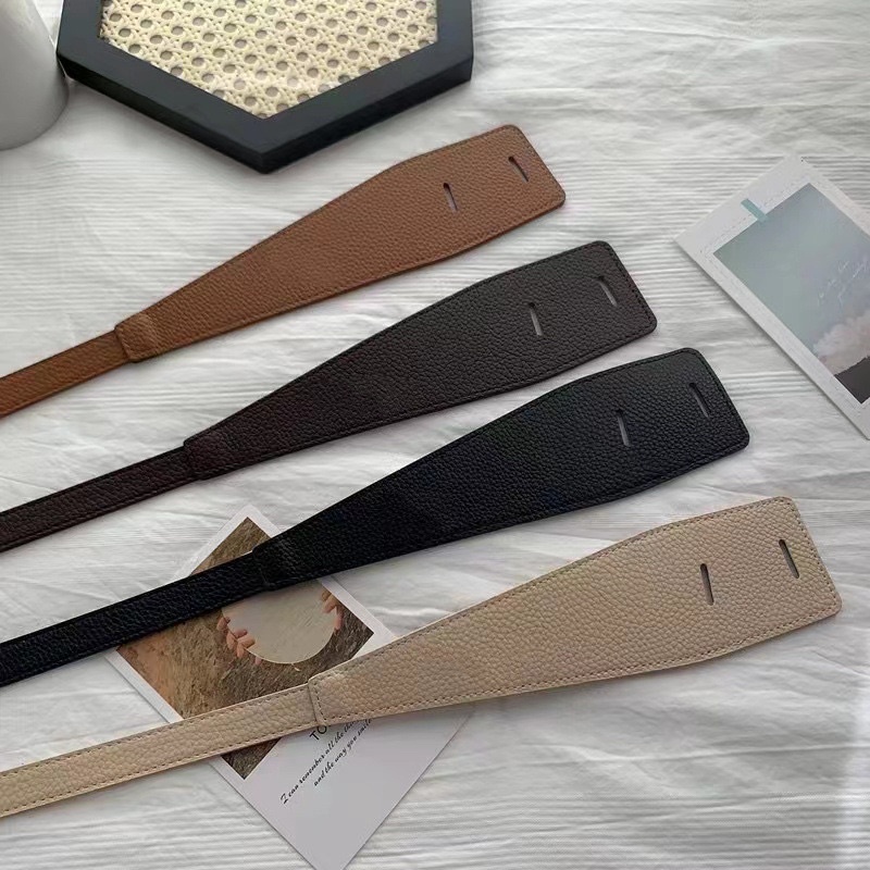 Thắt lưng da bản rộng dành cho áo dạ thắt nút đơn giản dễ phối đồ phong cách Hàn Quốc