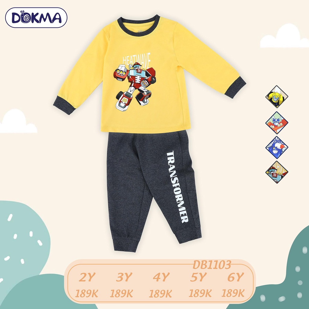 Bộ dài tay bé trai Dokma - chất cotton hữu cơ mềm mịn, co giãn, thấm hút