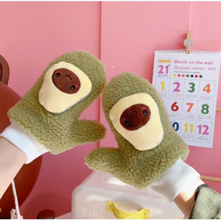 Găng tay lông xù cute đệm bông bên trong siêu ấm thời trang Hàn Quốc dễ thương