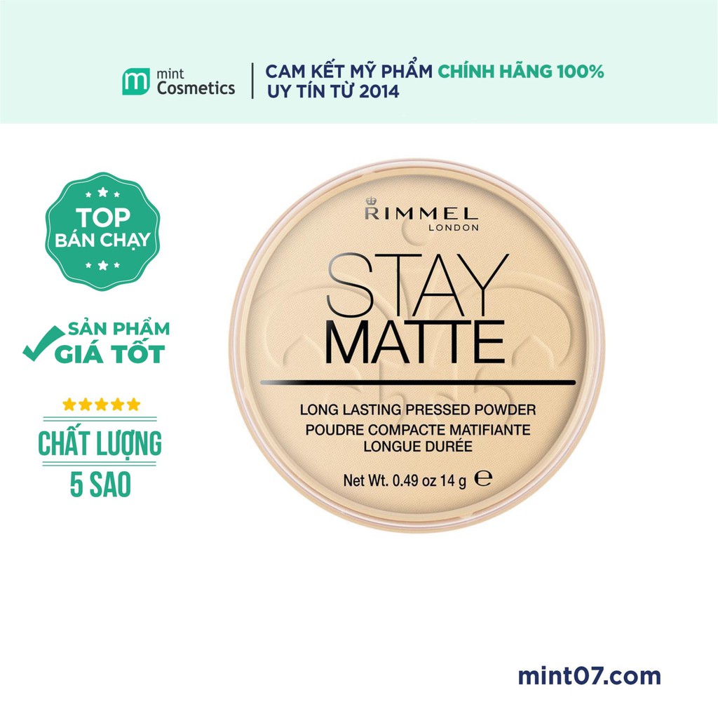 Phấn phủ Rimmel Stay Matte Pressed Powder, Transparent