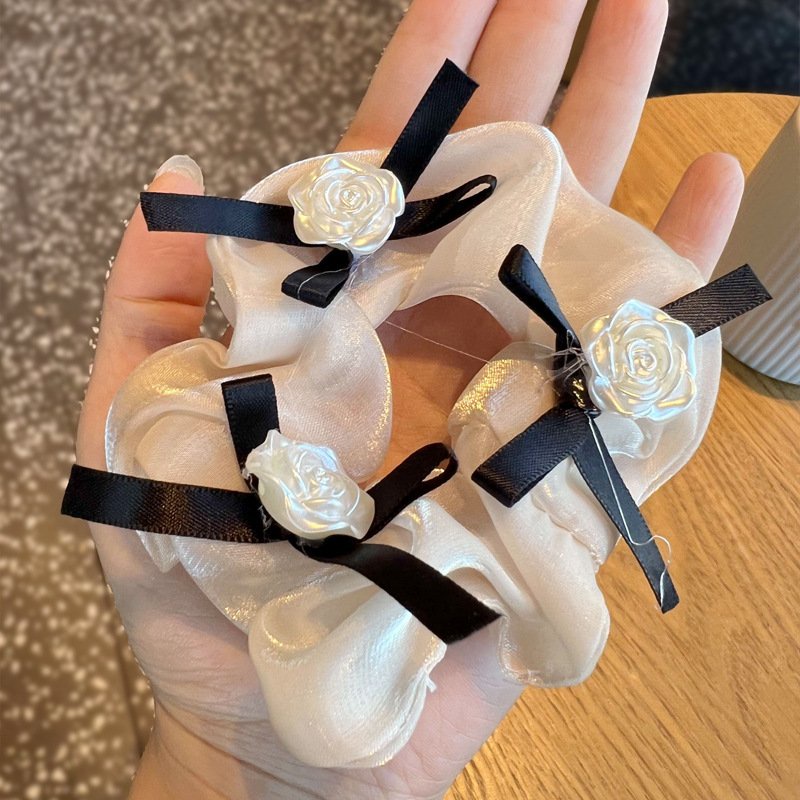 Dây buộc tóc, cột tóc scrunchies voan lụa CÁNH HOA NGỌC màu trơn Hàn Quốc