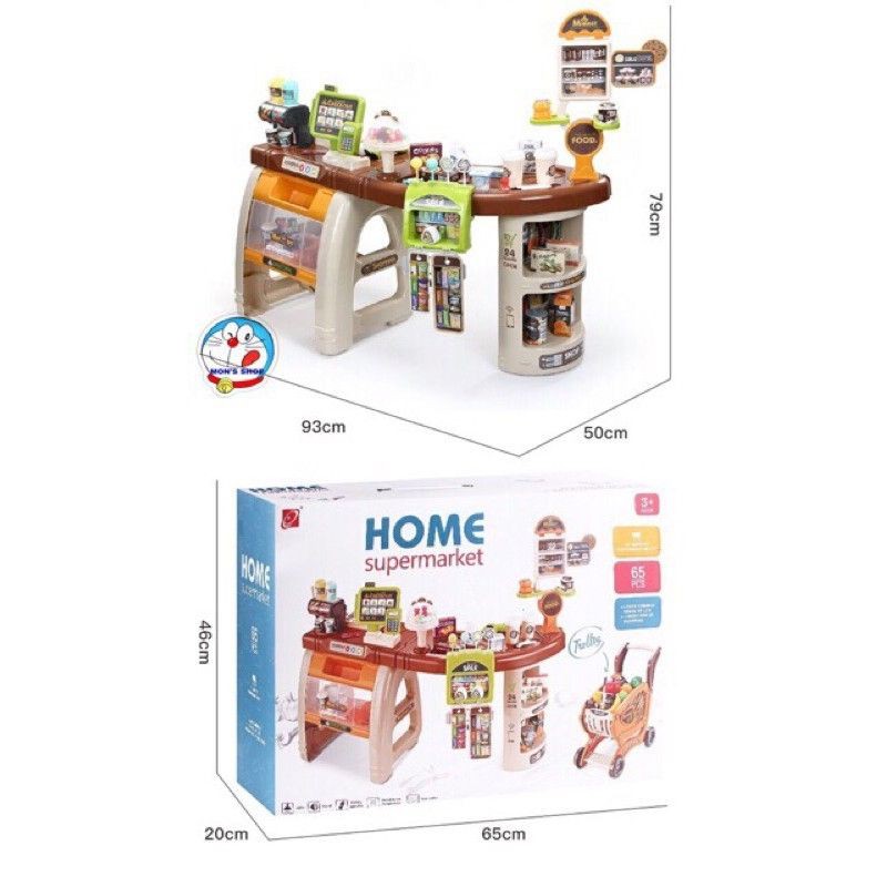 [Mã LIFE0503TOYS1 giảm 10% đơn 150k] đồ chơi quầy siêu thị kèm xe đẩy có âm thanh ánh sáng mã 668-68