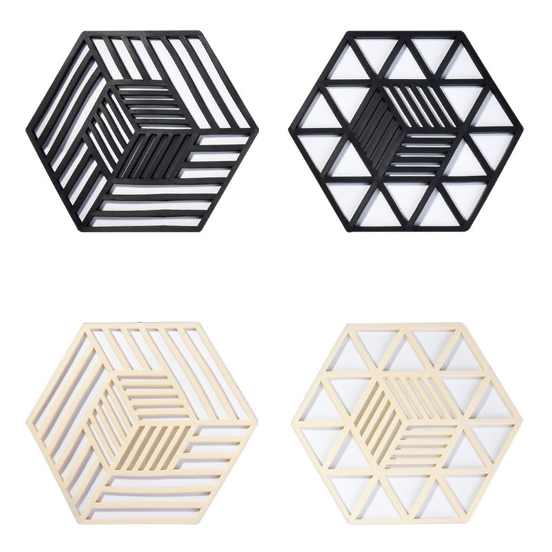 Ossayi Tấm Lót Ly Bằng Silicone Thiết Kế Hình Học Cách Nhiệt Phong Cách Bắc Âu