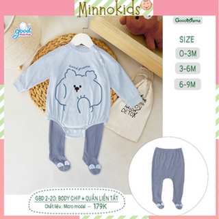 Bộ body chip quần liền tất goodmama cho bé thu đông mềm mại
