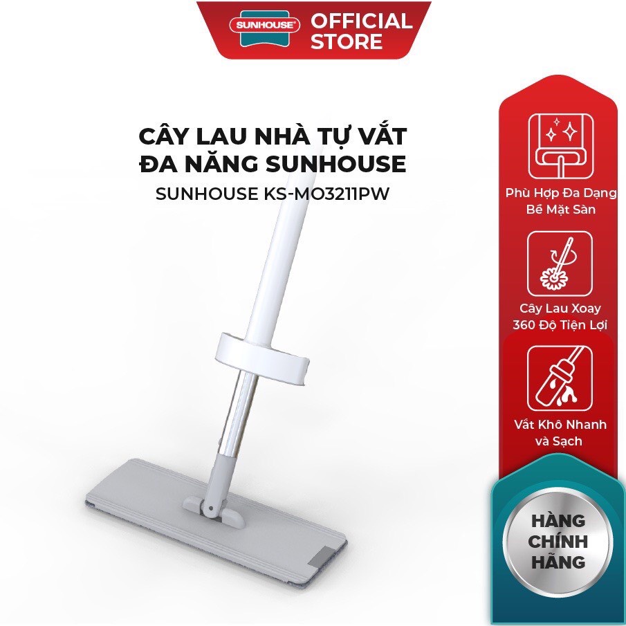 [Hàng Chính Hãng] Cây lau nhà tự vắt đa năng SUNHOUSE KS-MO3211PW