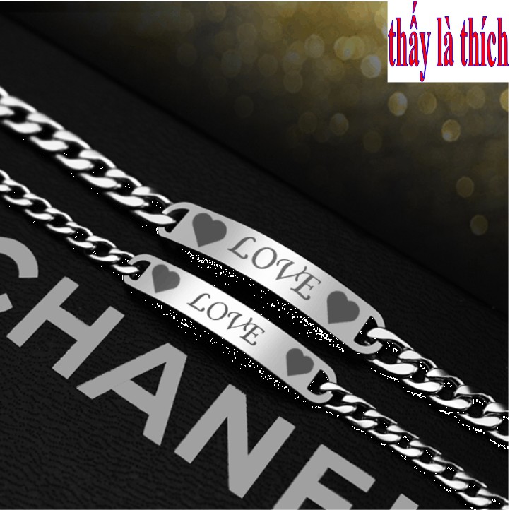 ( Có bán lẻ 1 chiếc ) Lắc tay cặp đôi inox Thấy là thích màu bạc khắc chữ LOVE - Cam kết 1 đổi nếu đen & gỉ sét