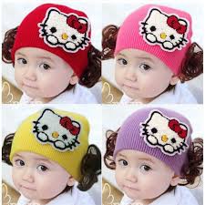 Mũ len Tóc giả hình Mèo Kitty cho bé