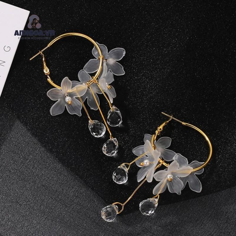 Bông Tai Hình Hoa Đính Đá Pha Lê Thời Trang Xinh Xắn Cho Nữ