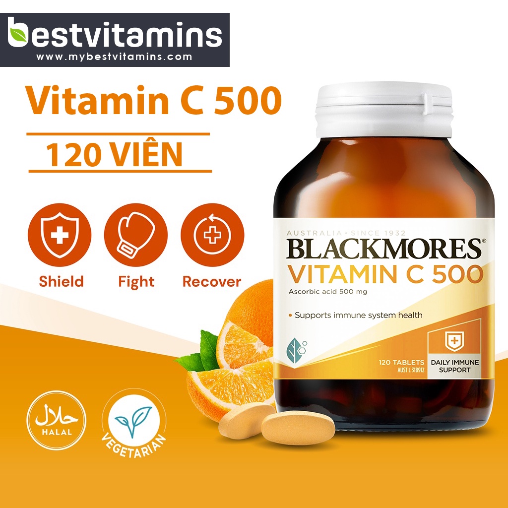 Blackmores Vitamin C 500 - Viên uống bổ sung Vitamin C 500mg giúp tăng đề kháng 120 viên.